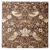 Art Nouveau Bird & Blume Tapestes, Dunkelbraun Fliese (Vorderseite)