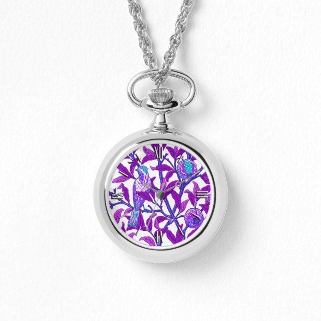 Art Nouveau Bird & Pomegranate, Amethyst Lila Armbanduhr (Vorderseite)