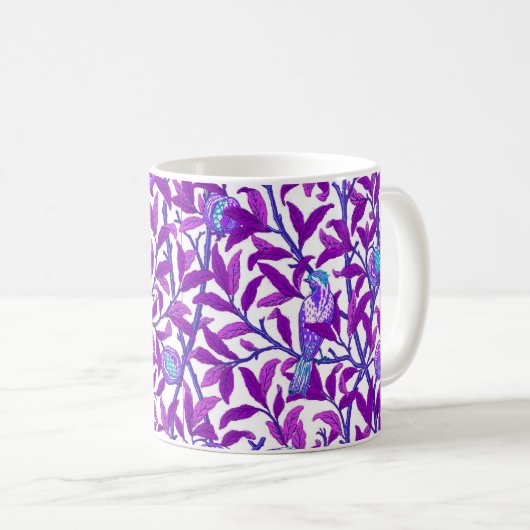 Art Nouveau Bird & Pomegranate, Amethyst Lila Kaffeetasse (VorderseiteRechts)
