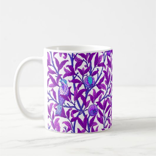 Art Nouveau Bird & Pomegranate, Amethyst Lila Kaffeetasse (Links)