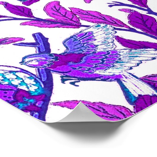 Art Nouveau Bird & Pomegranate, Amethyst Lila Poster (Ecke)