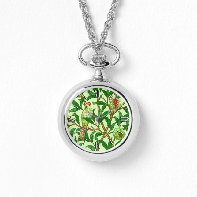 Art Nouveau Bird & Pomegranate, Limes Green Armbanduhr (Vorderseite)