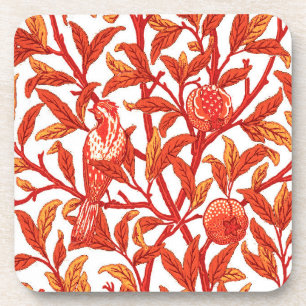 Art Nouveau Bird & Pomegranate, Mandarin Orange Getränkeuntersetzer