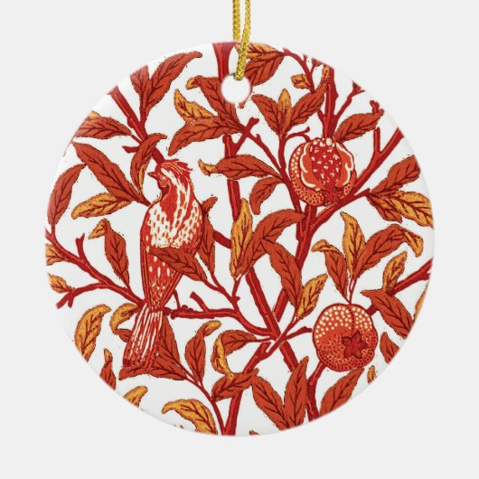 Art Nouveau Bird & Pomegranate, Mandarin Orange Keramik Ornament (Vorne)