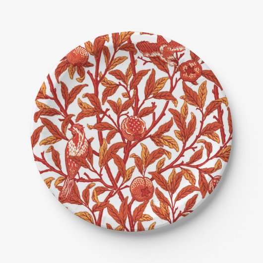 Art Nouveau Bird & Pomegranate, Mandarin Orange Pappteller (Vorderseite)