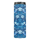 Art Nouveau Bird und Blume Tapestes, Dunkelblau Thermosbecher (Rückseite)