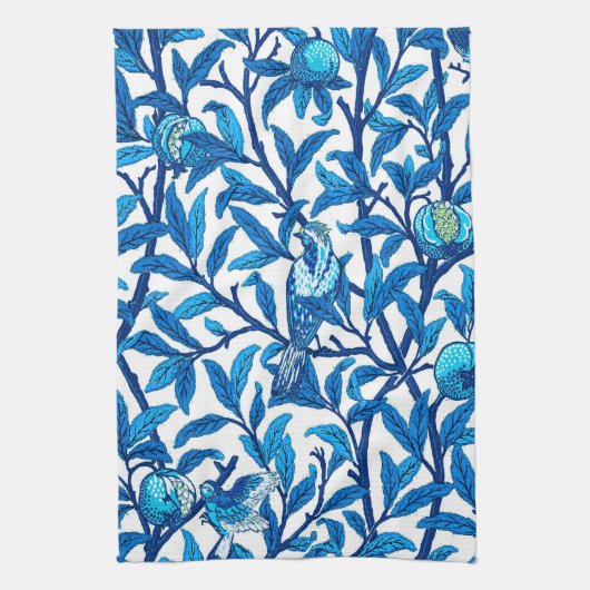 Art Nouveau Bird und Pomegranat, Cobalt Blue Handtuch (Vertikal)