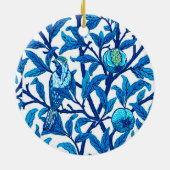 Art Nouveau Bird und Pomegranat, Cobalt Blue Keramik Ornament (Hinten)