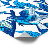 Art Nouveau Bird und Pomegranat, Cobalt Blue Poster (Ecke)