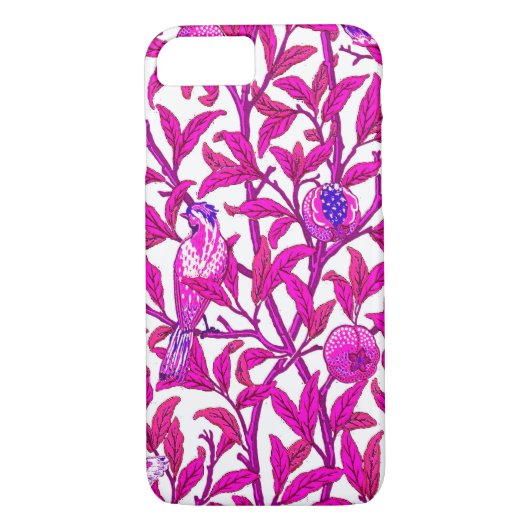 Art Nouveau Bird und Pomegranat, Fuchsia & Violet Case-Mate iPhone Hülle (Rückseite)