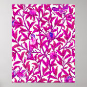 Art Nouveau Bird und Pomegranat, Fuchsia & Violet Poster (Vorne)