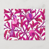 Art Nouveau Bird und Pomegranat, Fuchsia & Violet Postkarte (Vorderseite)