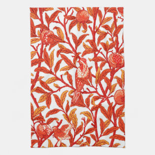 Art Nouveau Bird und Pomegranat, Mandarin Orange Geschirrtuch