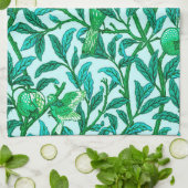 Art Nouveau Bird und Pomegranat, Türkis Küchentuch (Gefaltet)