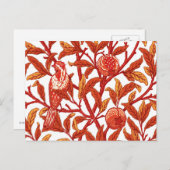 Art Nouveau Bird und Pomegranate, Mandarin Orange Postkarte (Vorne/Hinten)