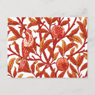 Art Nouveau Bird und Pomegranate, Mandarin Orange Postkarte