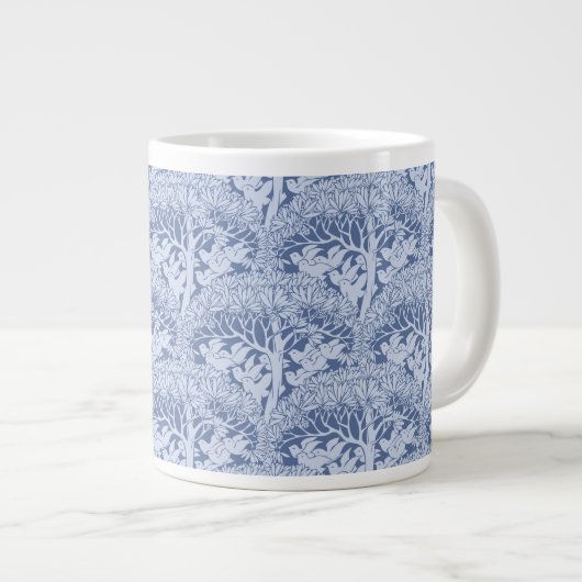 Art Nouveau Birds through Trees Pattern Jumbo Tass Jumbo-Tasse (Vorderseite Rechts)