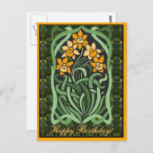 Art Nouveau Birthday Daffodils (Personalisiert) Postkarte (Vorne/Hinten)
