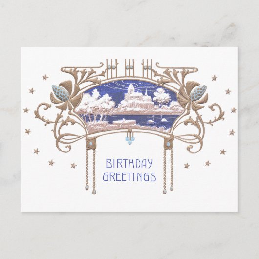 Art Nouveau Birthday Postkarte (Vorderseite)