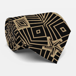 Art Nouveau Black and Beige Diamonds Muster Krawatte