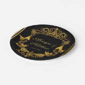 Art Nouveau Black and Gold Royal Wedding Pappteller (Schrägansicht)