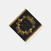 Art Nouveau Black and Gold Royal Wedding Serviette (Ecke)