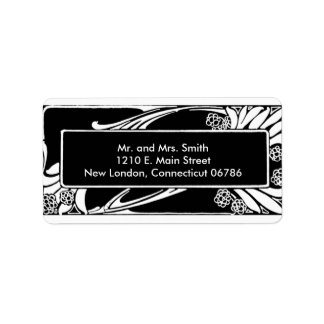 Art Nouveau Black and White Adressaufkleber
