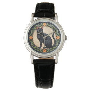 Art Nouveau Black Cat Armbanduhr