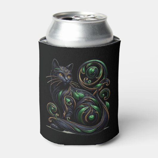 Art Nouveau Black Cat Celtic Can Cooler Dosenkühler (Kanne Vorderseite)