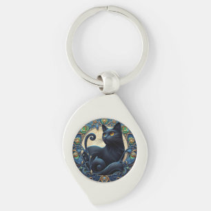 Art Nouveau Black Cat Celtic Key Chain Schlüsselanhänger