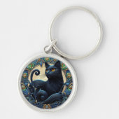 Art Nouveau Black Cat Celtic Key Chain Schlüsselanhänger (Vorne)