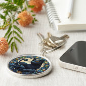 Art Nouveau Black Cat Celtic Key Chain Schlüsselanhänger (Seite)