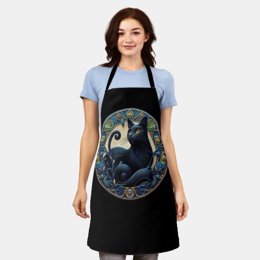Art Nouveau Black Cat Celtic Schürze (Getragen)