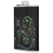 Art Nouveau Black Cat Celtic Vinyl Wrapped Flask Flachmann (Links)