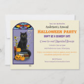 Art Nouveau Black Cat Einladung (Vorderseite)