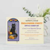 Art Nouveau Black Cat Einladung (Stehend Vorderseite)