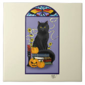 Art Nouveau Black Cat Fliese (Vorderseite)