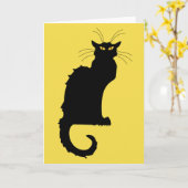 Art Nouveau Black Cat Grußkarte Karte (Gelbe Blume)