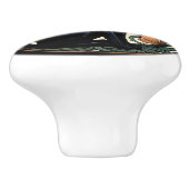 Art Nouveau Black Cat Keramikknauf (Seitenansicht)