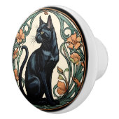 Art Nouveau Black Cat Keramikknauf (Rechts)