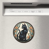 Art Nouveau Black Cat Magnet (In Situ (Geschirrspüler))