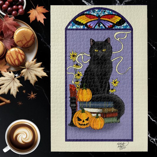 Art Nouveau Black Cat Puzzle