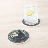 Art Nouveau Black Cat Stone Untersetzer (Seite)