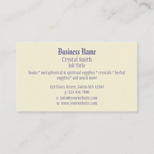 Art Nouveau Black Cat Visitenkarte (Rückseite)