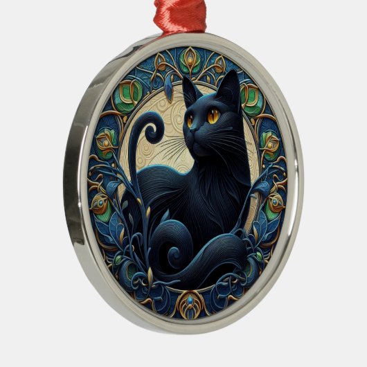 Art Nouveau Black Cat Weihnachtsschmuck (Rechts)