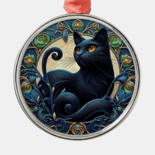 Art Nouveau Black Cat Weihnachtsschmuck