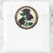 Art Nouveau Black Rose Rose #3 Runder Aufkleber (Tasche)