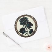 Art Nouveau Black Rose - Zeitlose Blumenkunst Runder Aufkleber (Umschlag)