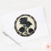 Art Nouveau Black Rosen Floral Design Runder Aufkleber (Umschlag)