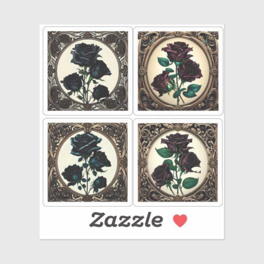 Art Nouveau Black Rosen Sticker Collection (Blatt)